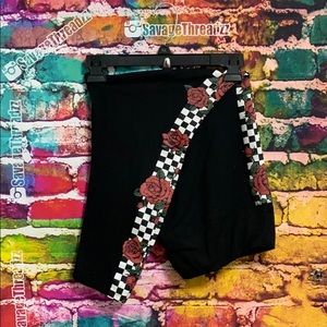 Plus Size Checkered Rose Leggings